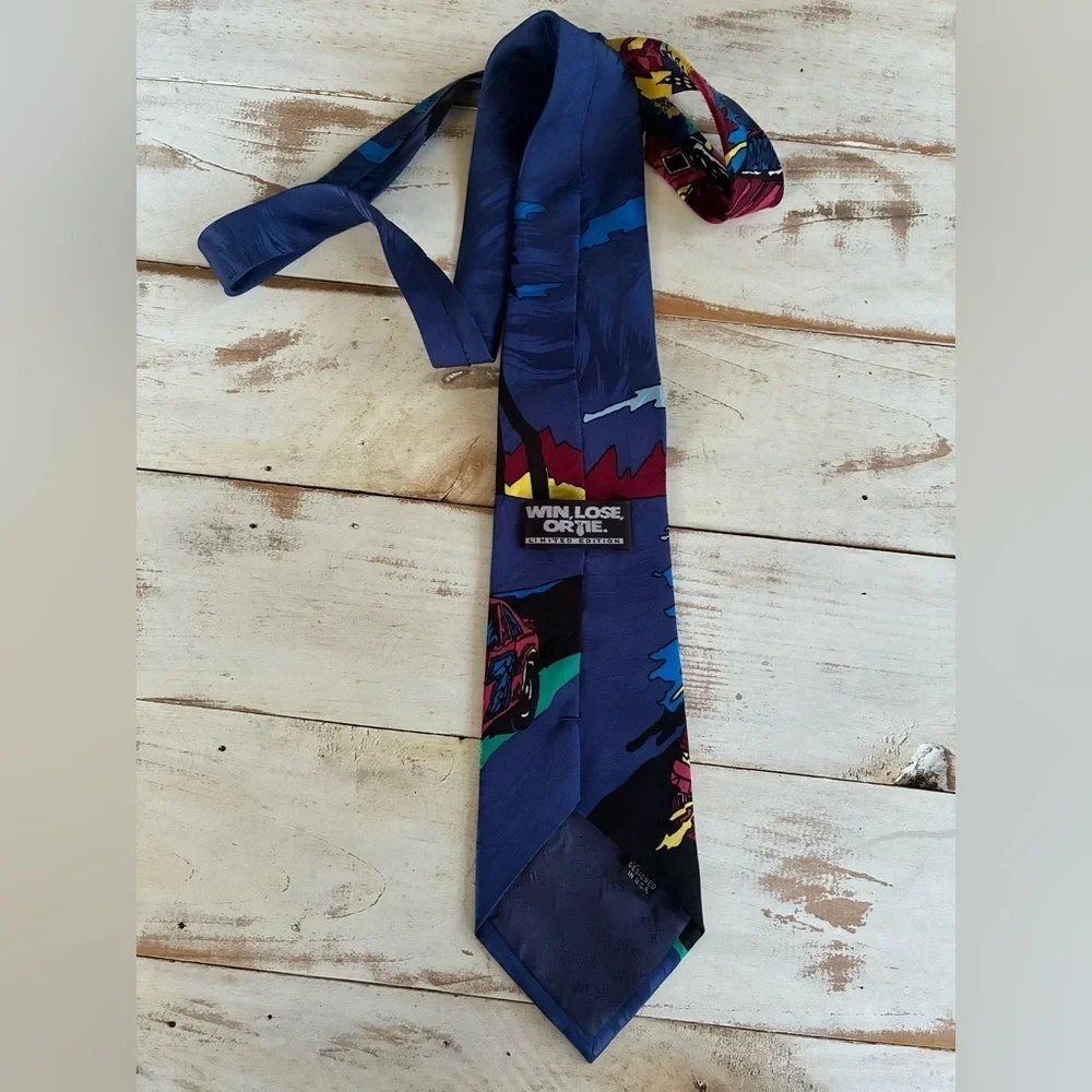 WIN LOSE or TIE Daytona International Speedway NASCAR Florida retro 80s neck tie